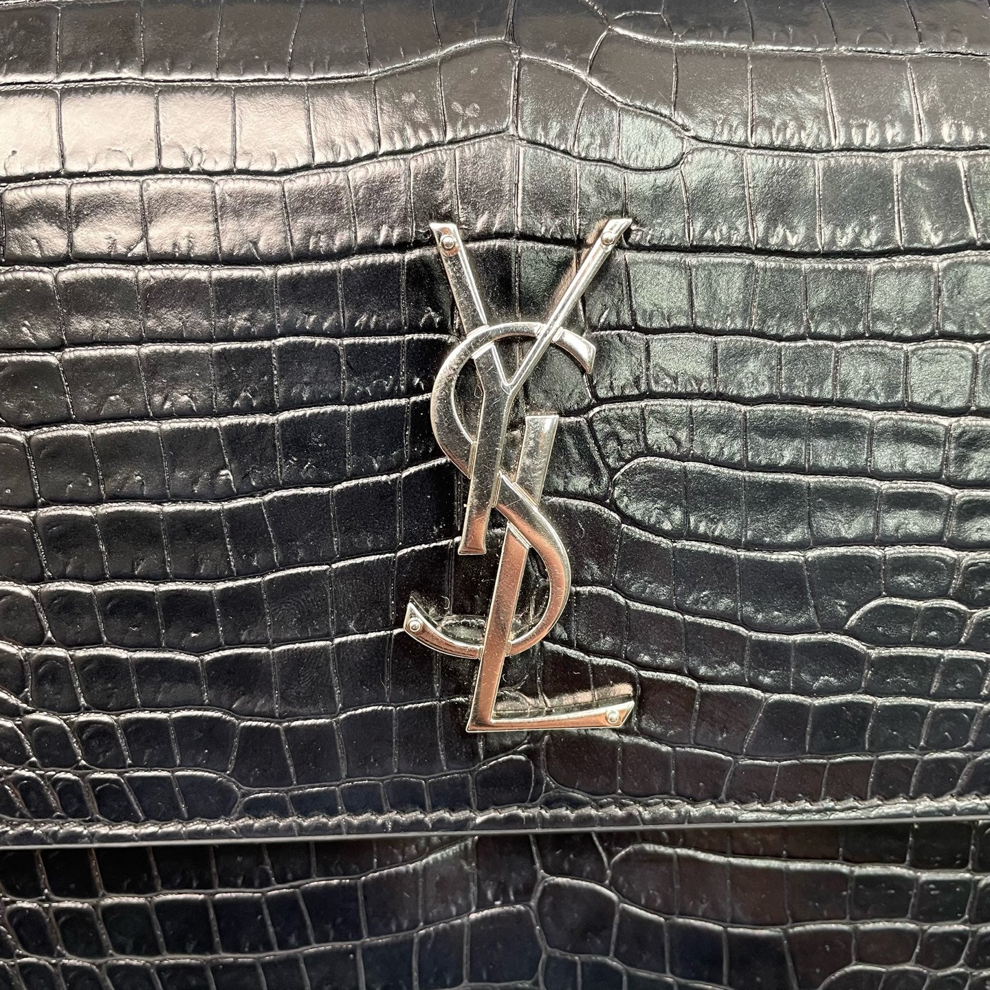Saint Laurent - Sunset Medium Chain Bag - Embossed leather - Black - (Medium)