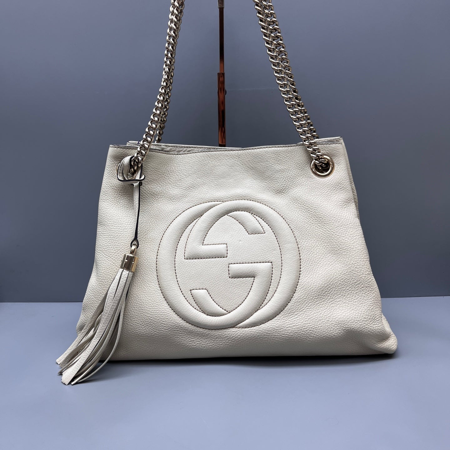 Gucci - Soho Tassel Tote - Pebbled leather - White - (Large)