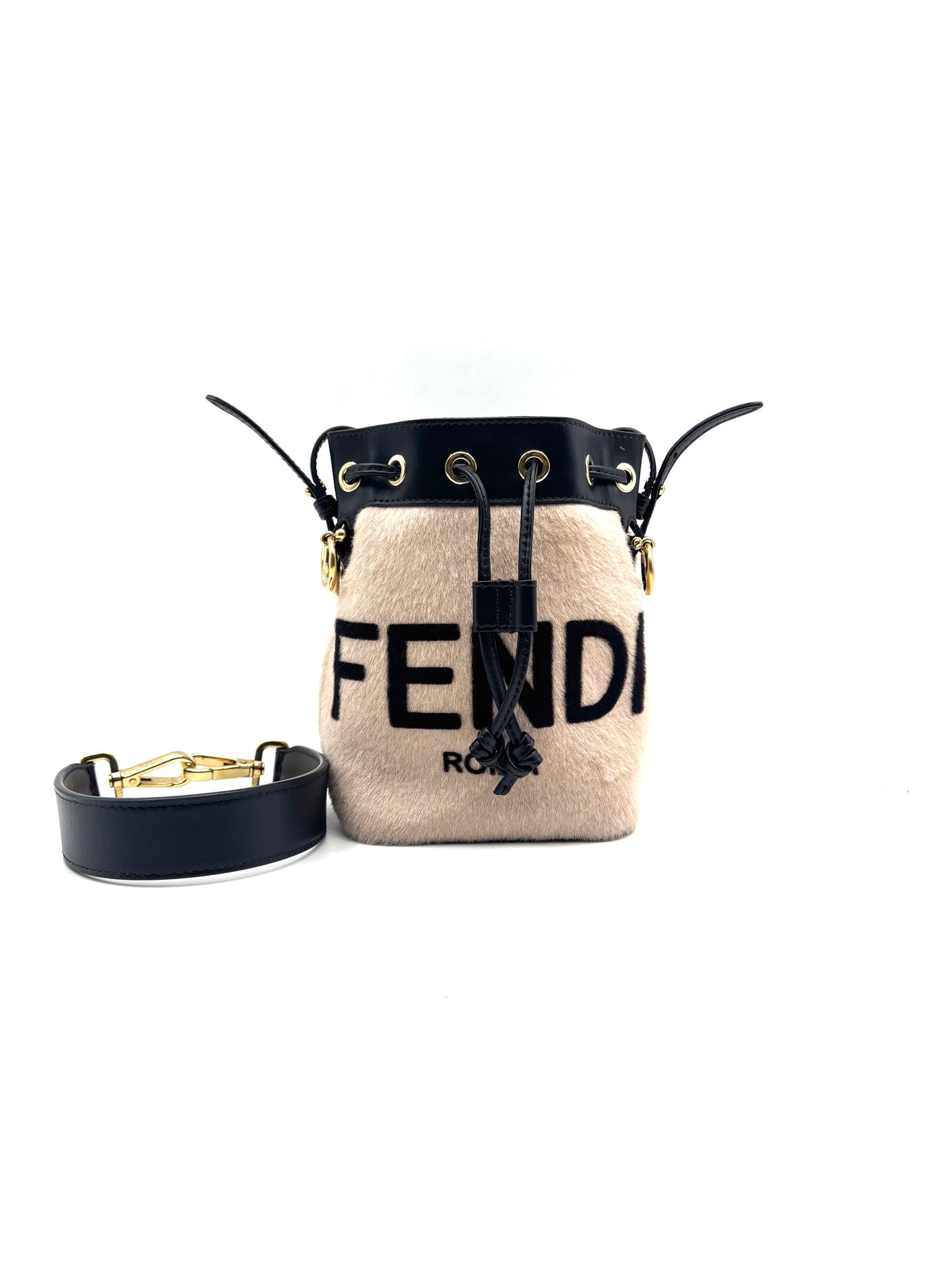 Fendi - Mon Tresor - Pony-style calfskin and Leather - Beige and Black - (mini)