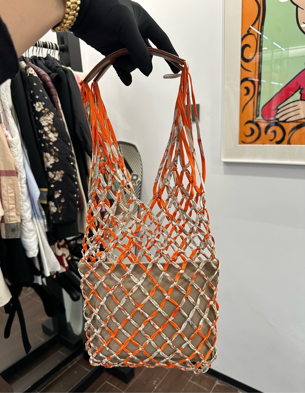 Hermès - Petith creative workshop Silk Hollow-Out Patchwork Leather Handbag - Silk, Canvas, Leather - Multicolour - (Medium)