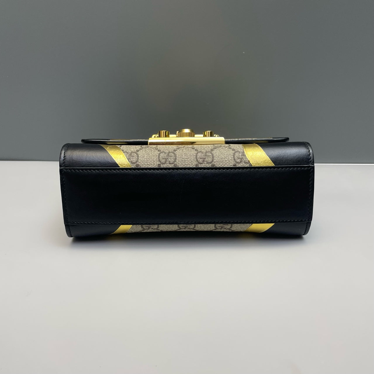 Gucci - Padlock Small Shoulder Bag - GG Supreme canvas with leather trim and metallic accents - Beige, Black, Gold - (small)
