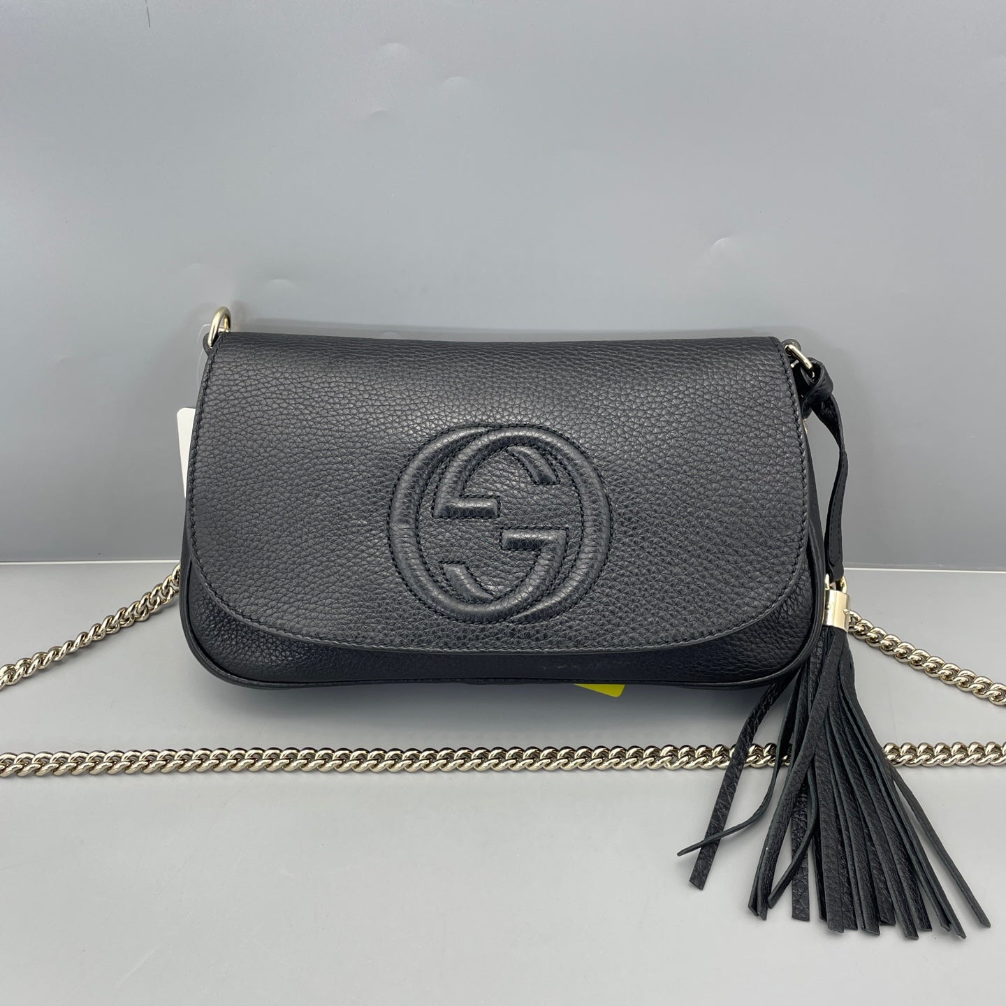 Gucci - Soho Tassel Chain Bag - Grained leather - Black - (Small)