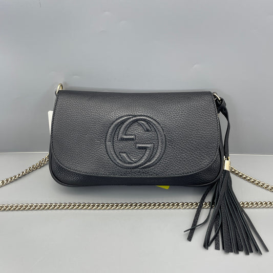 Gucci - Soho Tassel Chain Bag - Grained leather - Black - (Small)