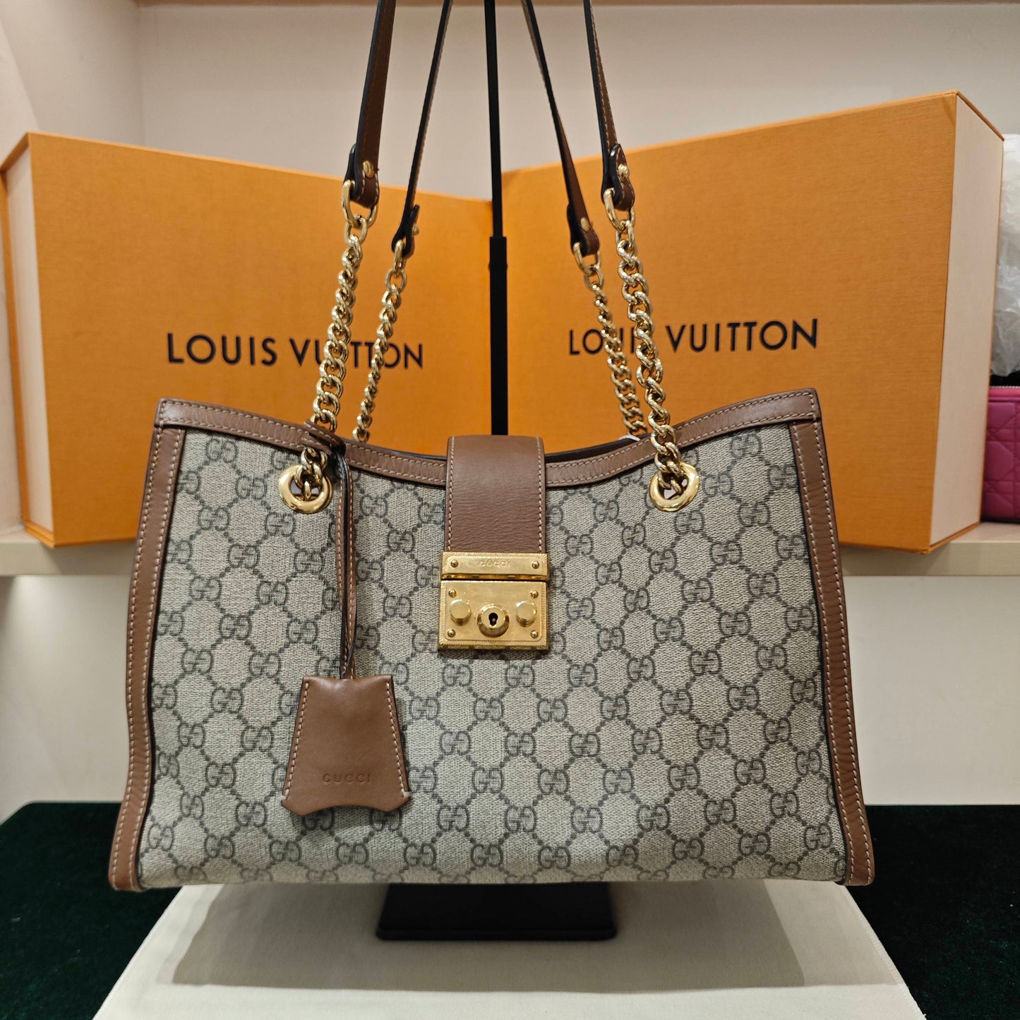 Gucci - Padlock Tote Bag - GG Supreme canvas with leather trim - Brown - (medium)
