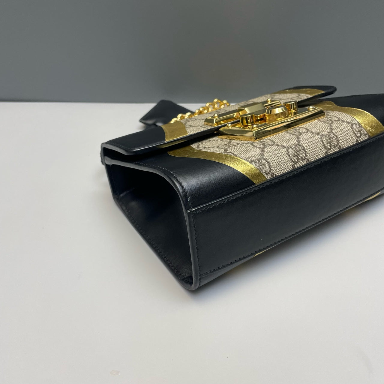 Gucci - Padlock Small Shoulder Bag - GG Supreme canvas with leather trim and metallic accents - Beige, Black, Gold - (small)