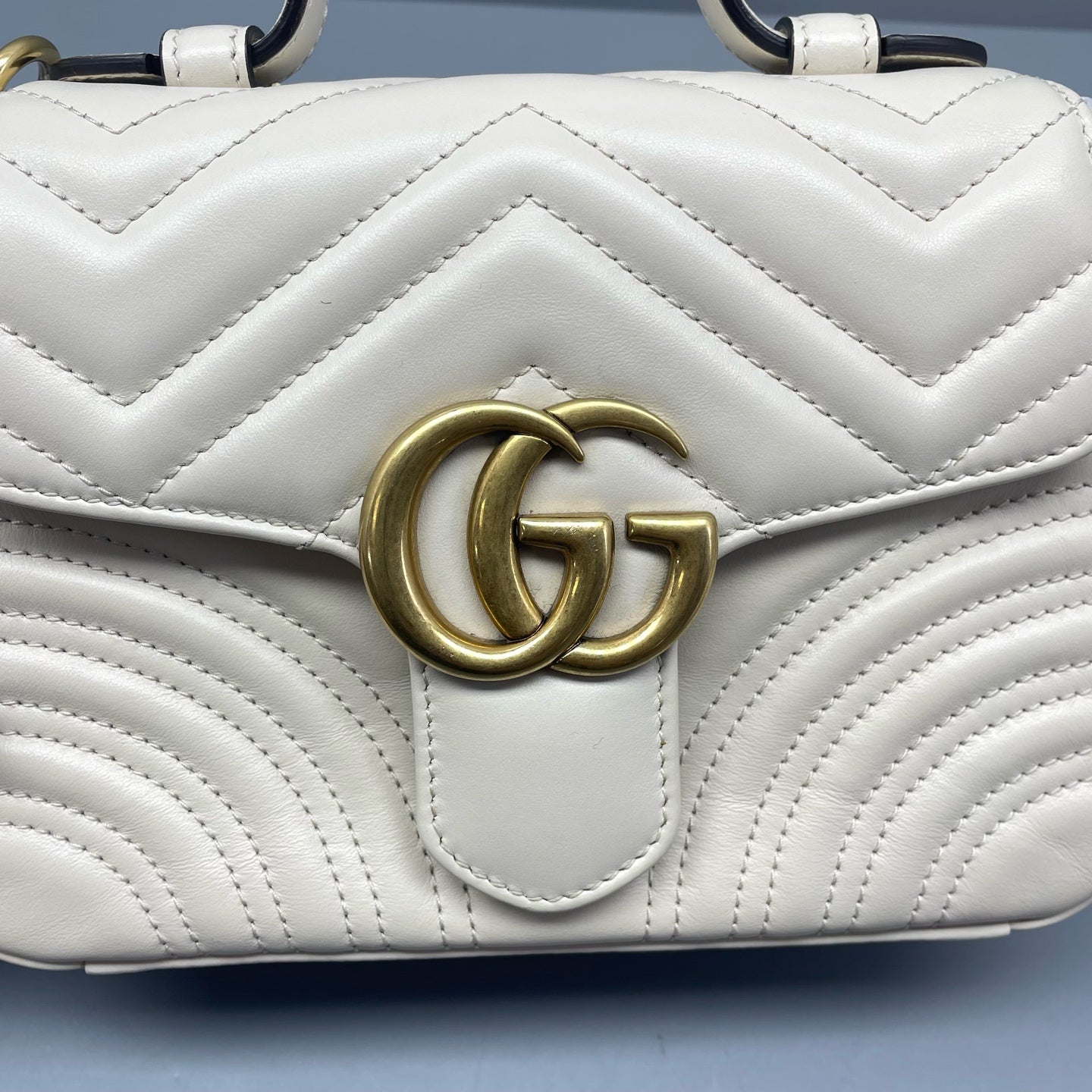 Gucci - GG Marmont Mini Top Handle Bag - Leather - White - (mini)