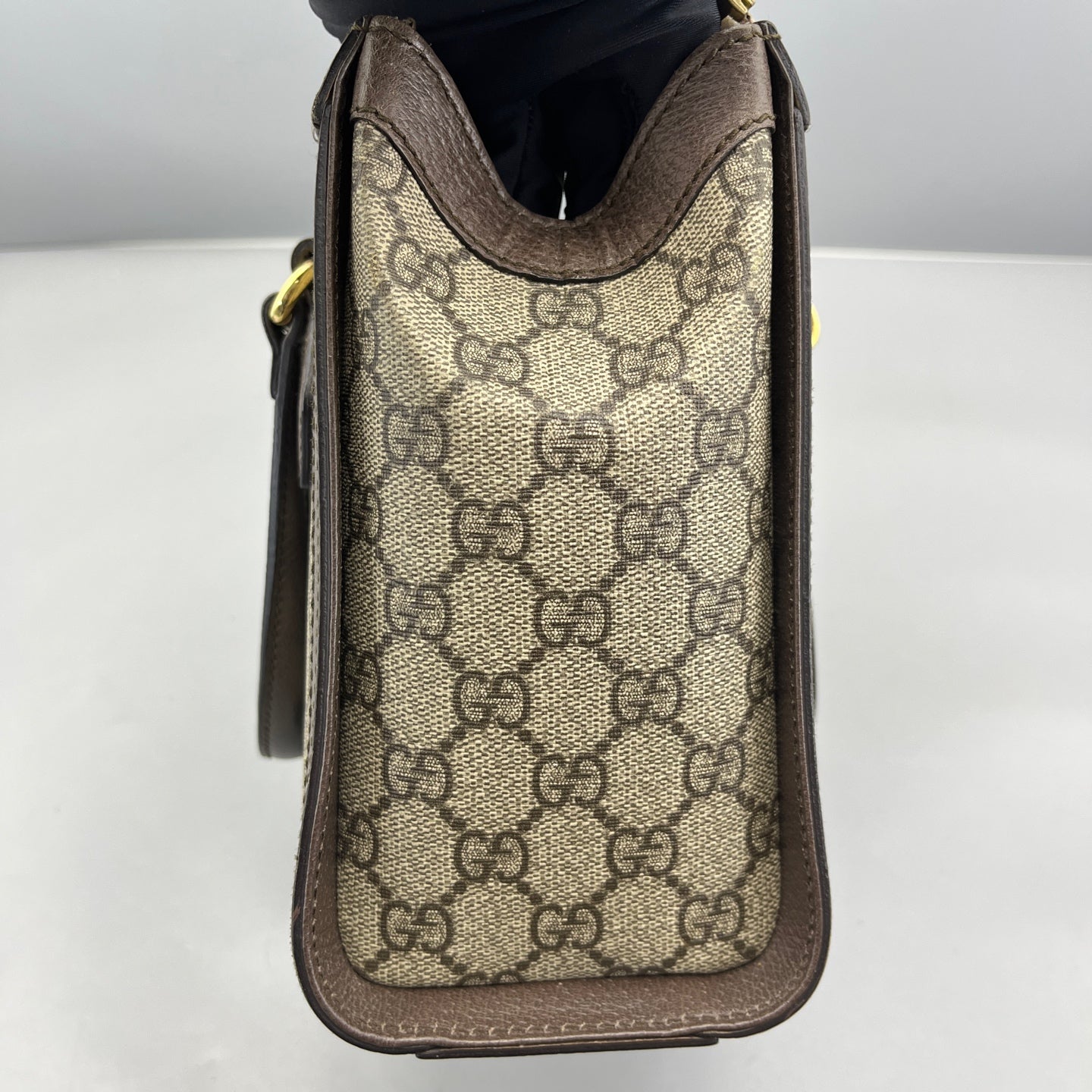 Gucci - Ophidia GG Supreme Small Top Handle Bag - GG Supreme coated canvas with grained leather trim - Brown - (small)