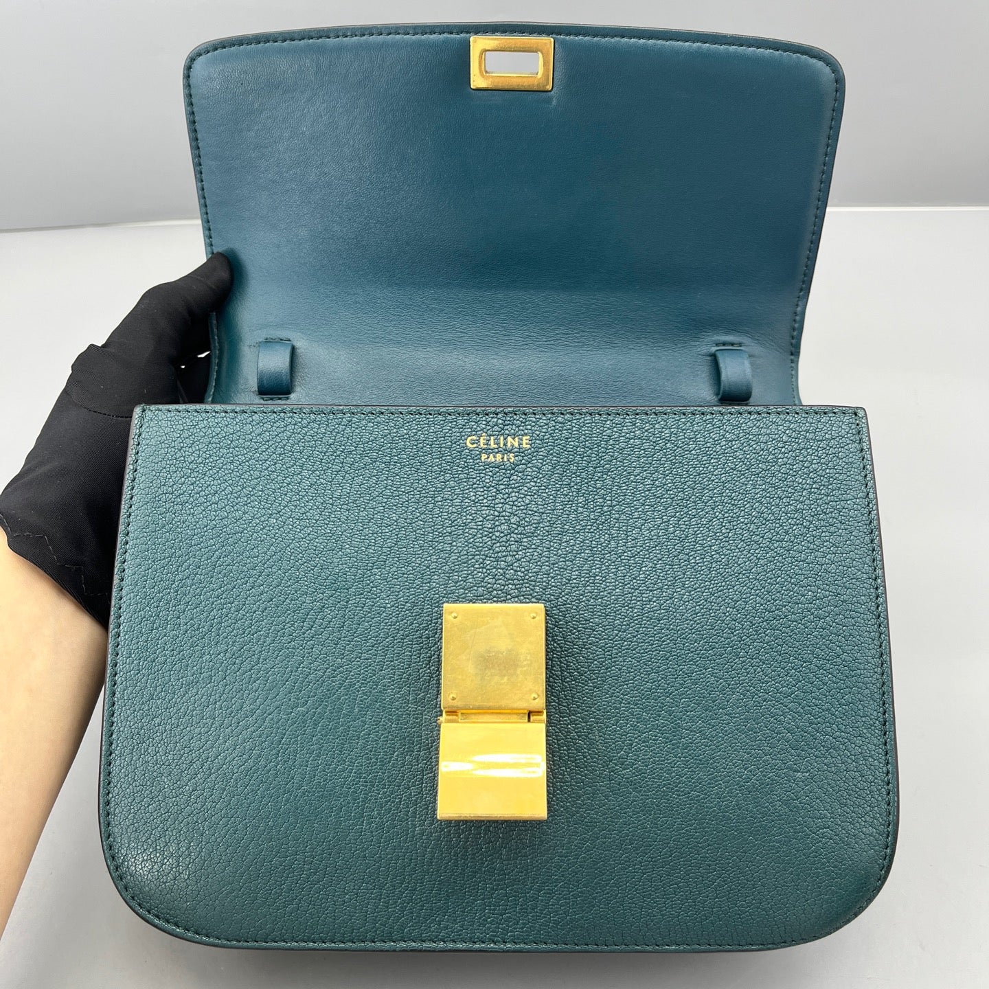 Celine - Box Medium - Grained calfskin leather - Green - (Medium)