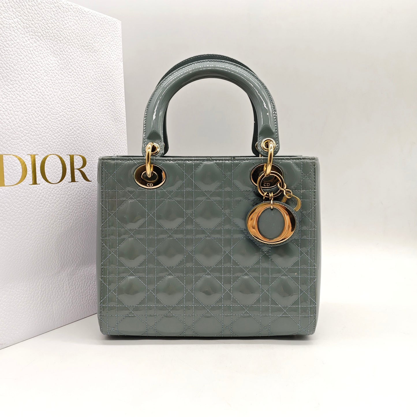 Dior - Lady Dior - Patent leather - Grey - (Medium)