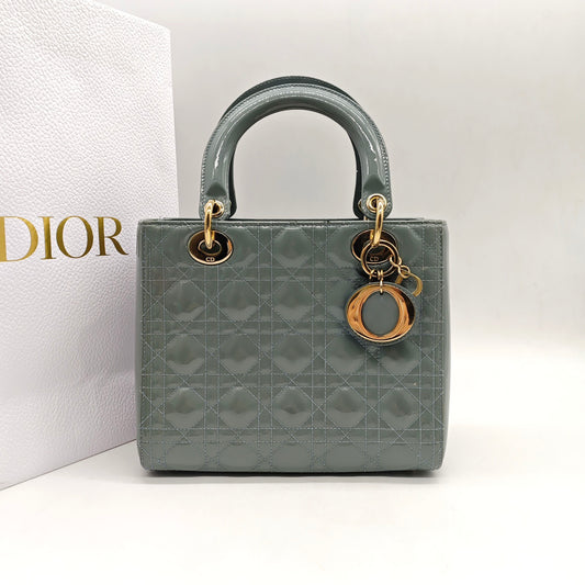 Dior - Lady Dior - Patent leather - Grey - (Medium)