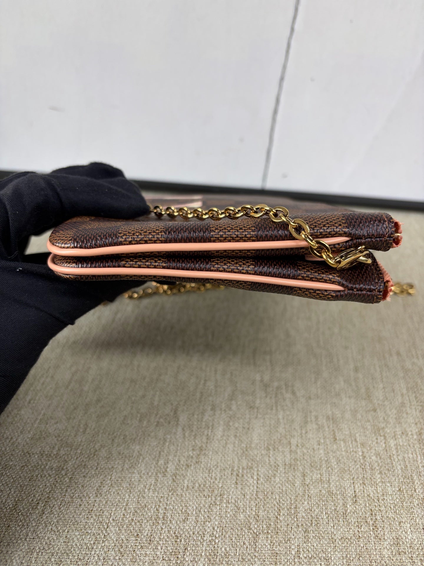 Louis Vuitton - Double Zip Chain Bag - Damier Ebene coated canvas with smooth leather trim and lining - Brown - (mini)