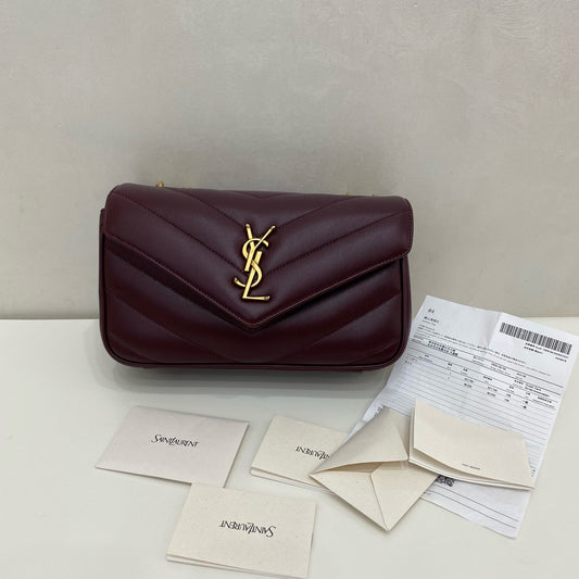 Saint Laurent - Loulou Chain Bag - Leather - Burgundy - (small)
