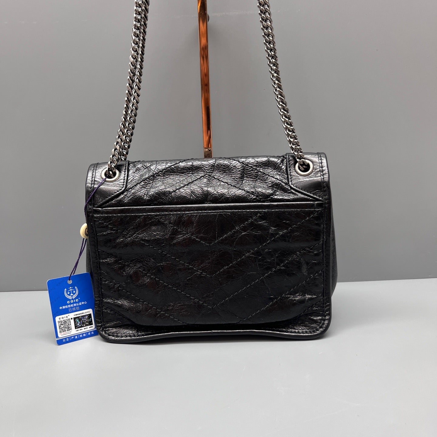 Saint Laurent - Niki Small Messenger Bag - Crinkled calfskin leather - Black - (Small)