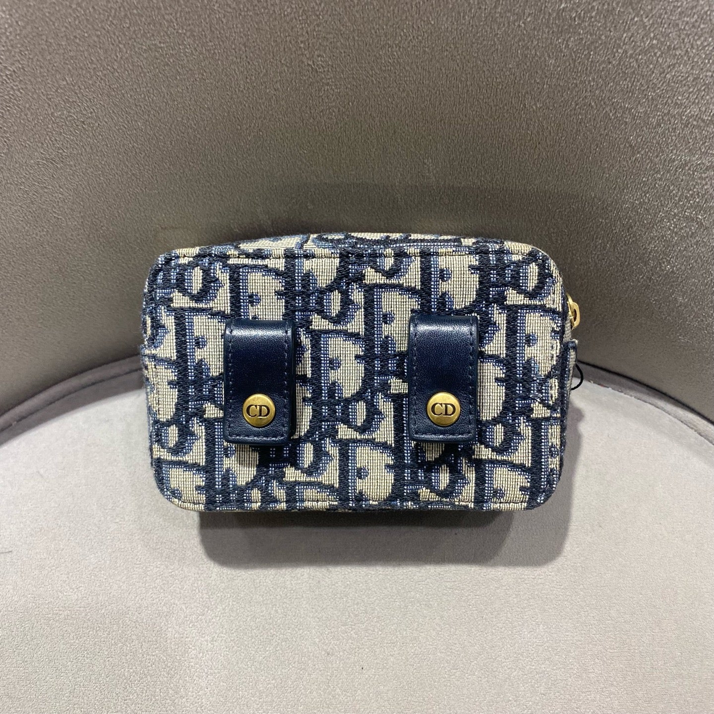 Dior - Oblique Canvas Belt Pouch - Cloth - Blue - (mini)