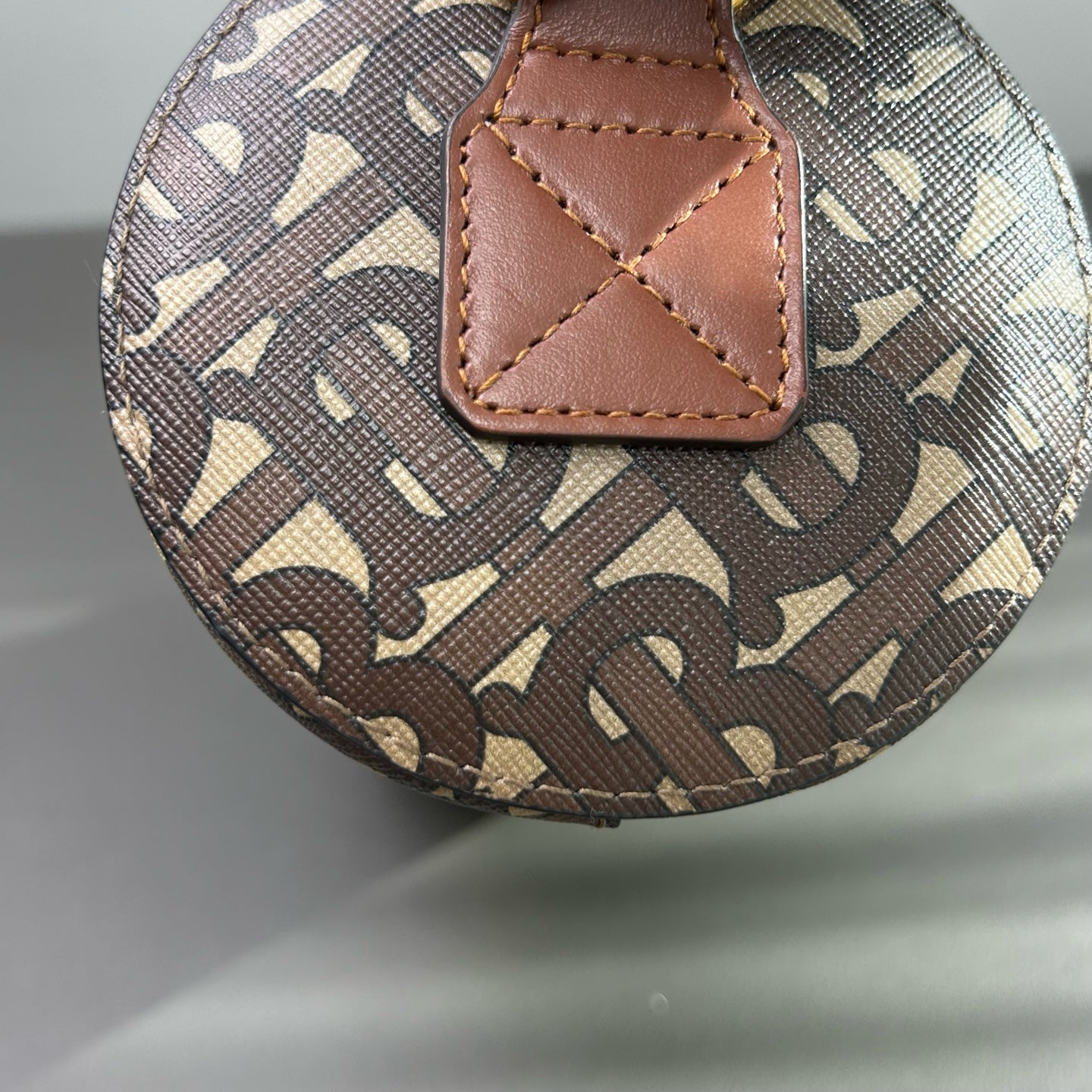 Burberry - TB Monogram Cylinder Bag - Coated Canvas with Leather Trim - Brown, Black, White, Red - (small)