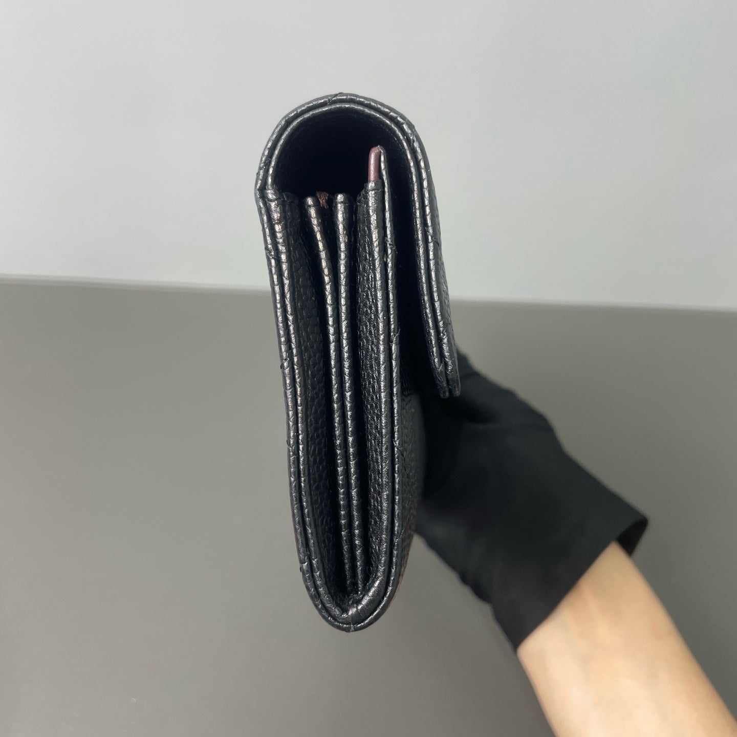 Chanel - Classic Flap Wallet - Grained calfskin leather - Black - (medium)