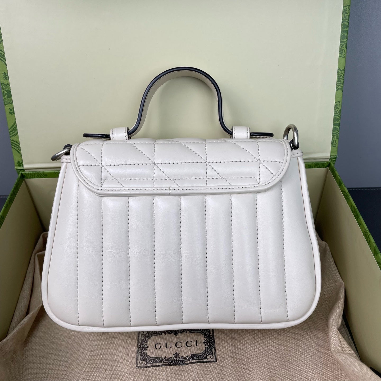 Gucci - GG Marmont Mini Top Handle Bag - Leather - White - (mini)