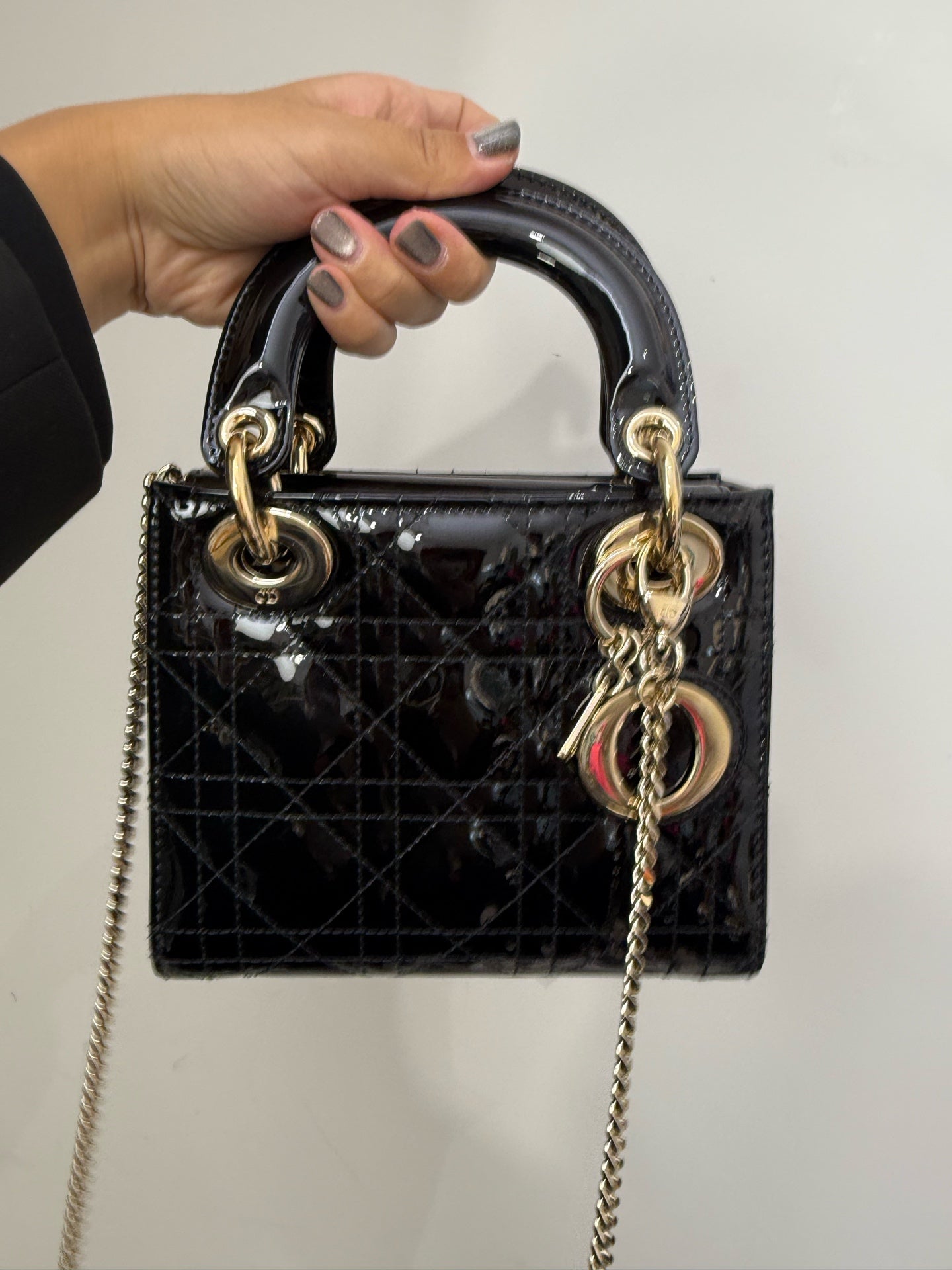 Dior - Lady Dior Mini - Patent leather - Black - (mini)