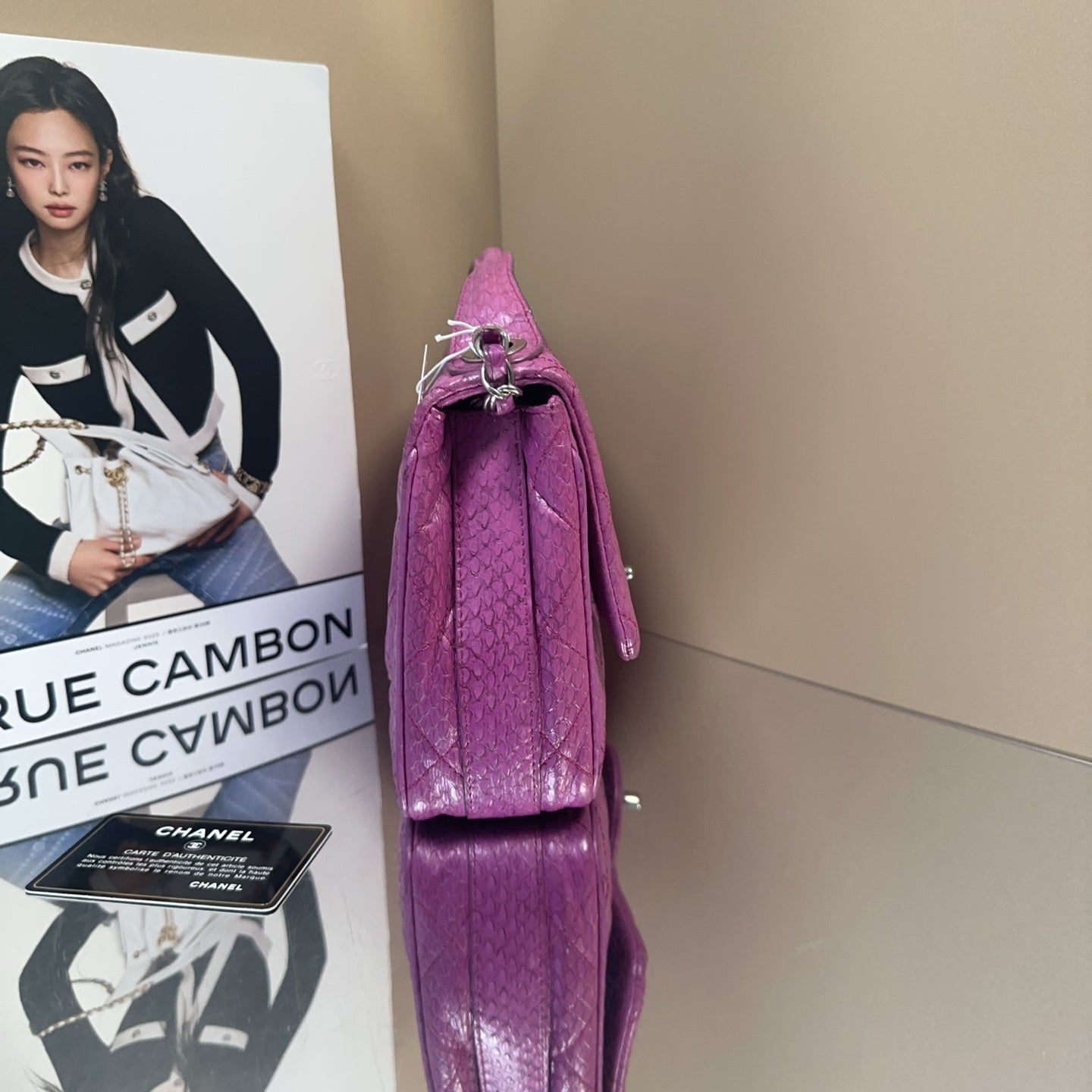 Chanel - Classic Flap Top Handle Bag - Python leather - Purple - (Small)
