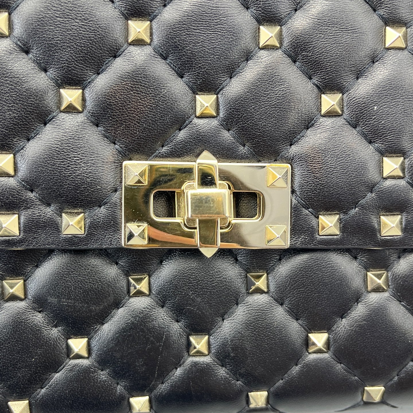 Valentino - Rockstud Wallet on Chain - Leather - Black - (mini)