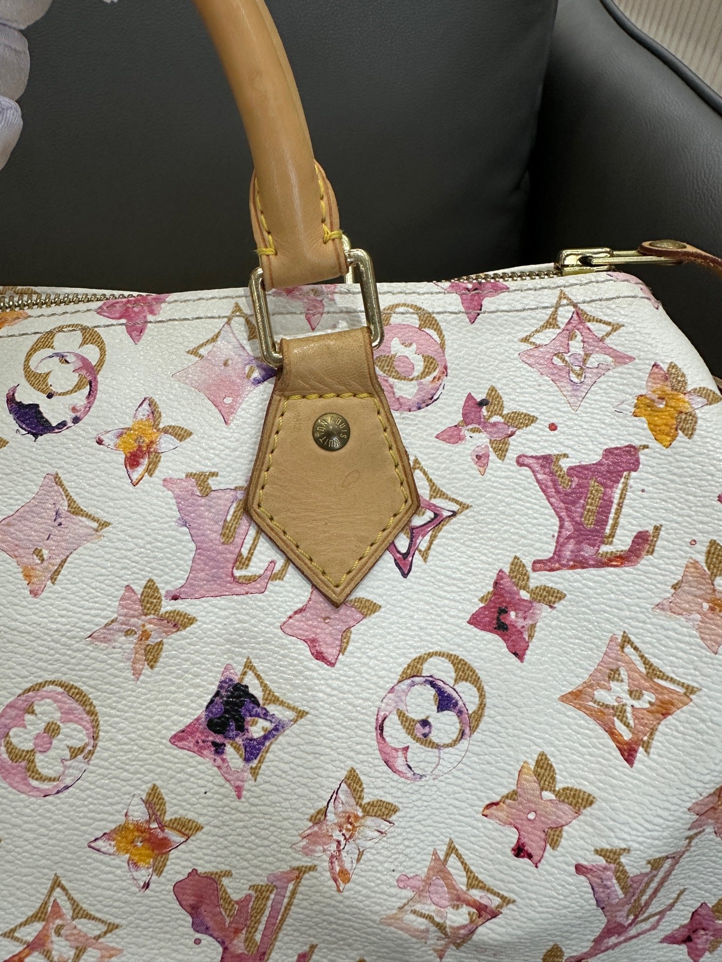 Louis Vuitton - Speedy 30 Watercolor - Coated canvas and Vachetta leather - White with Multicolour print - (medium)