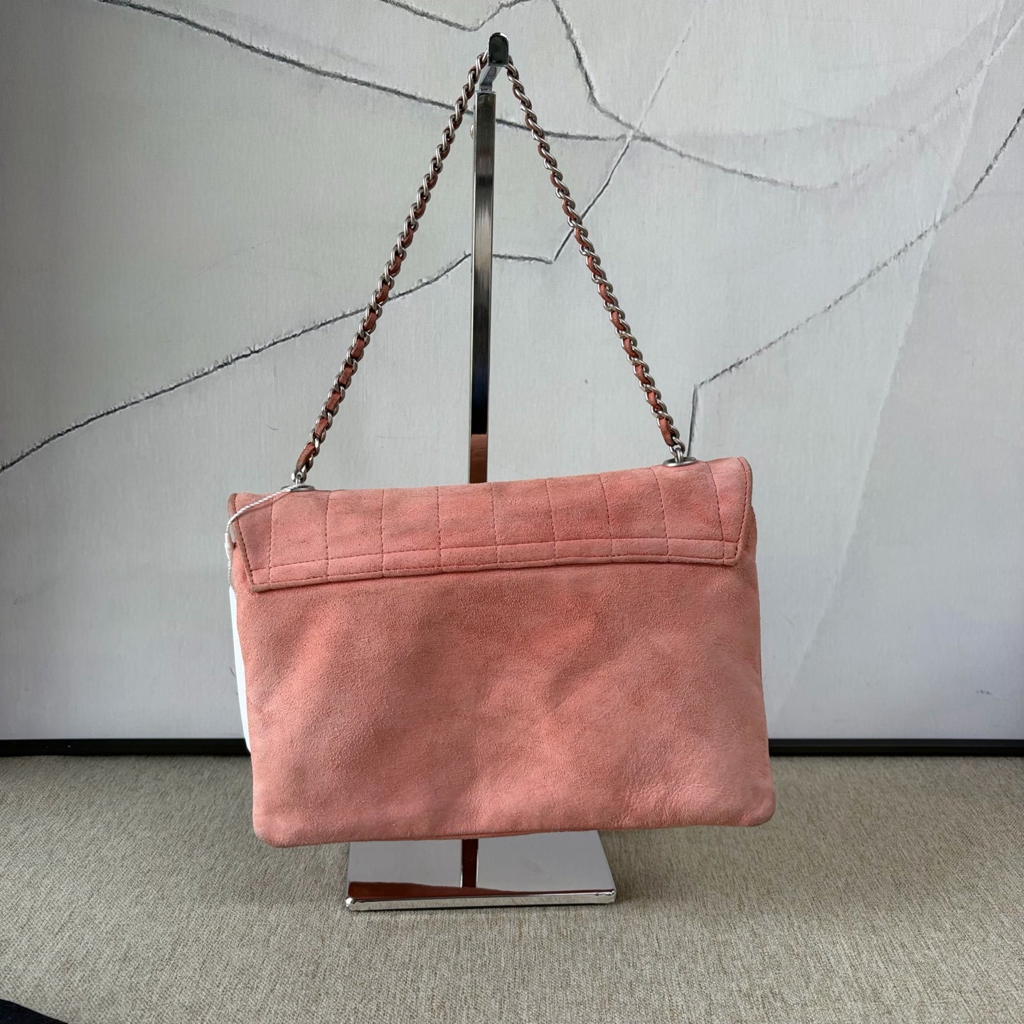 Chanel - Chocolate Bar Flap Bag - Suede - Pink - (Small)