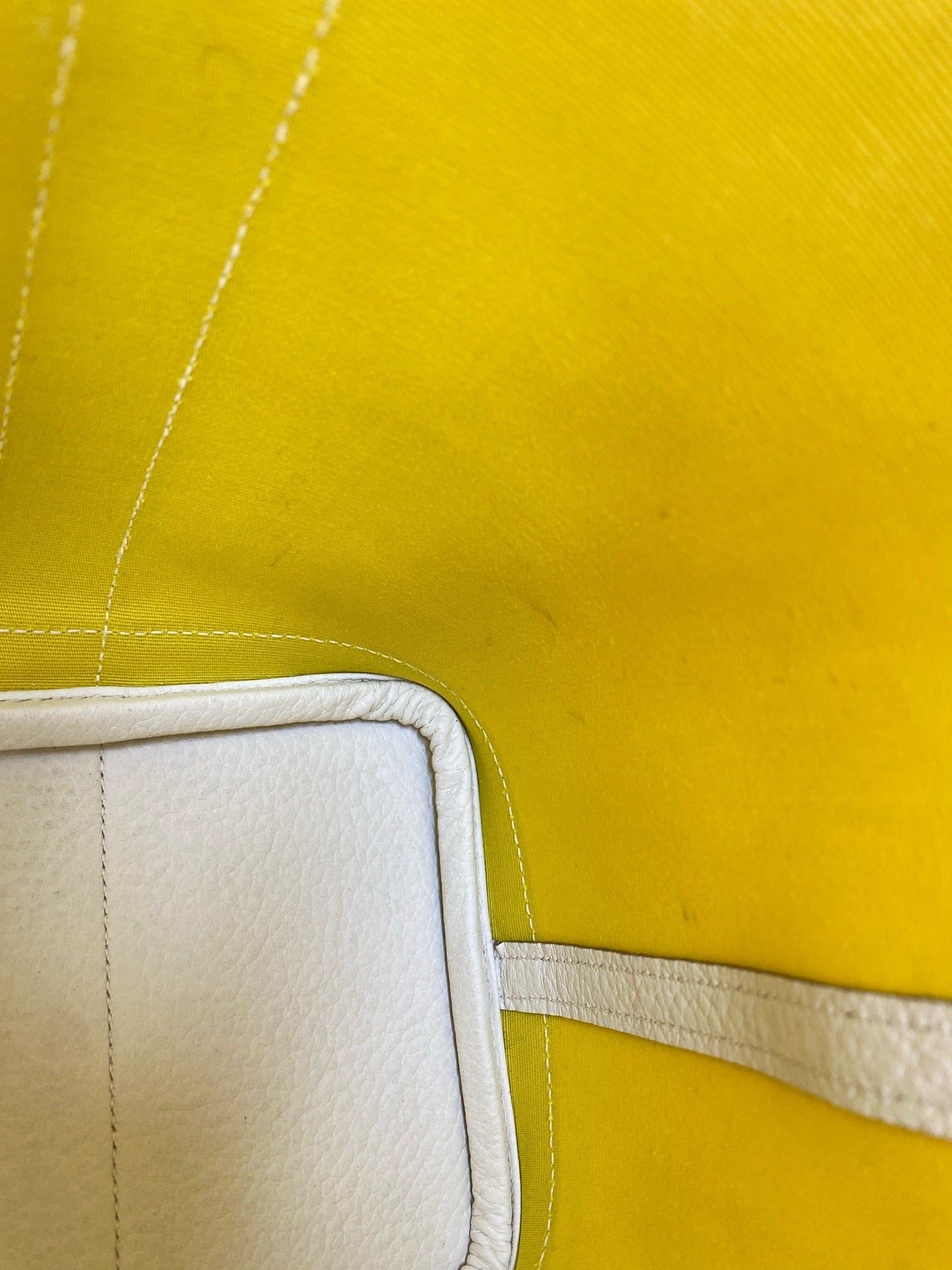 Hermès - Garden Party 30 - Canvas with Leather Trim - Lemon Yellow and White - (Medium)