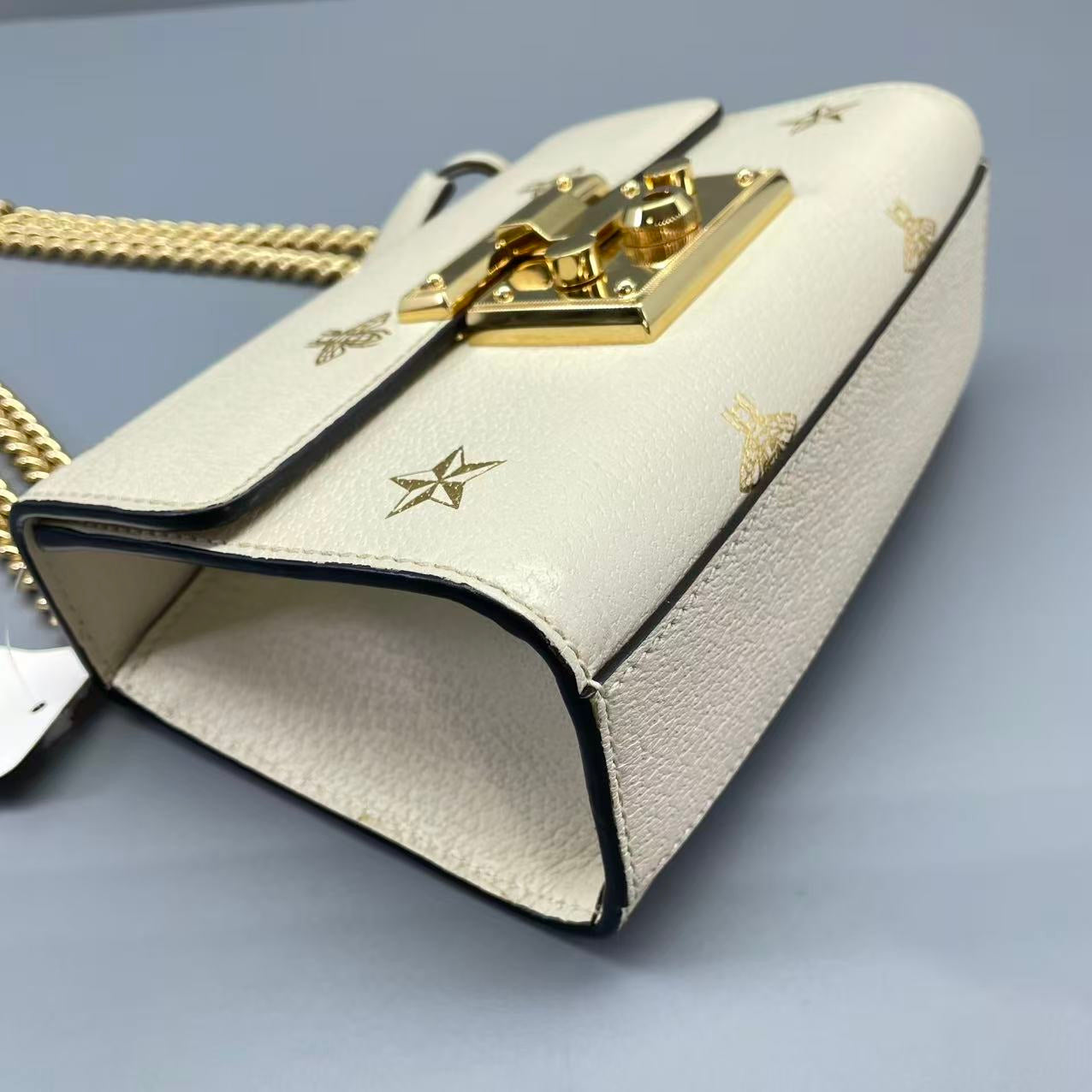Gucci - Padlock Mini Shoulder Bag with Bee and Star Motif - Grained leather - White - (mini)