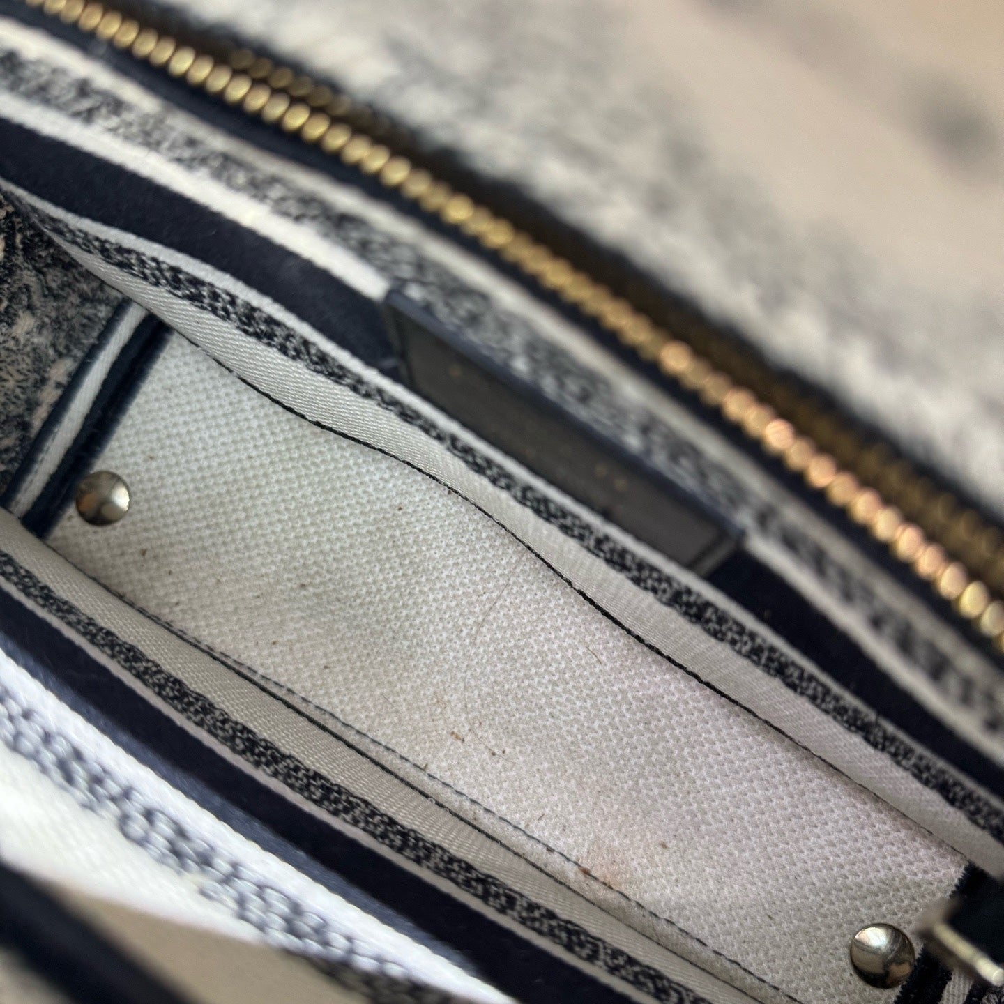 Dior - Lady Dior Bag - Embroidered cloth - Black and White - (medium)