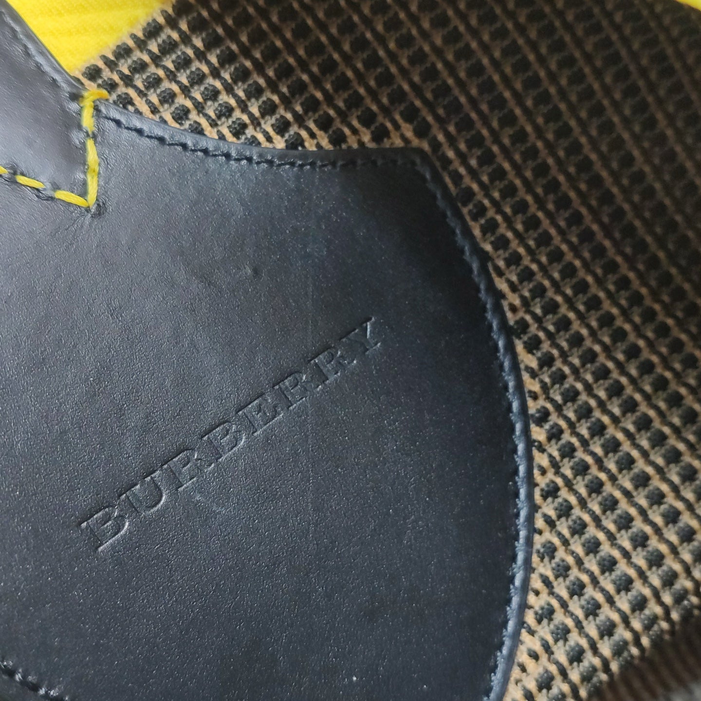 Burberry - Woven Logo and Check Tote Bag - Woven textile and leather - Mustard Yellow, Black, Yellow, Red, and White - (Large)