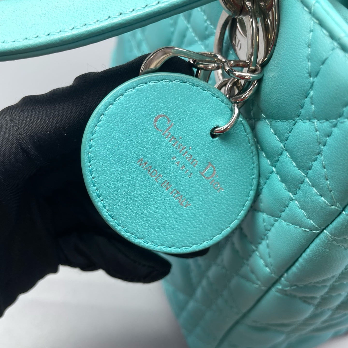 Dior - Lady Dior - Lambskin leather - Aqua Blue with Silver-Tone Hardware - (Medium)