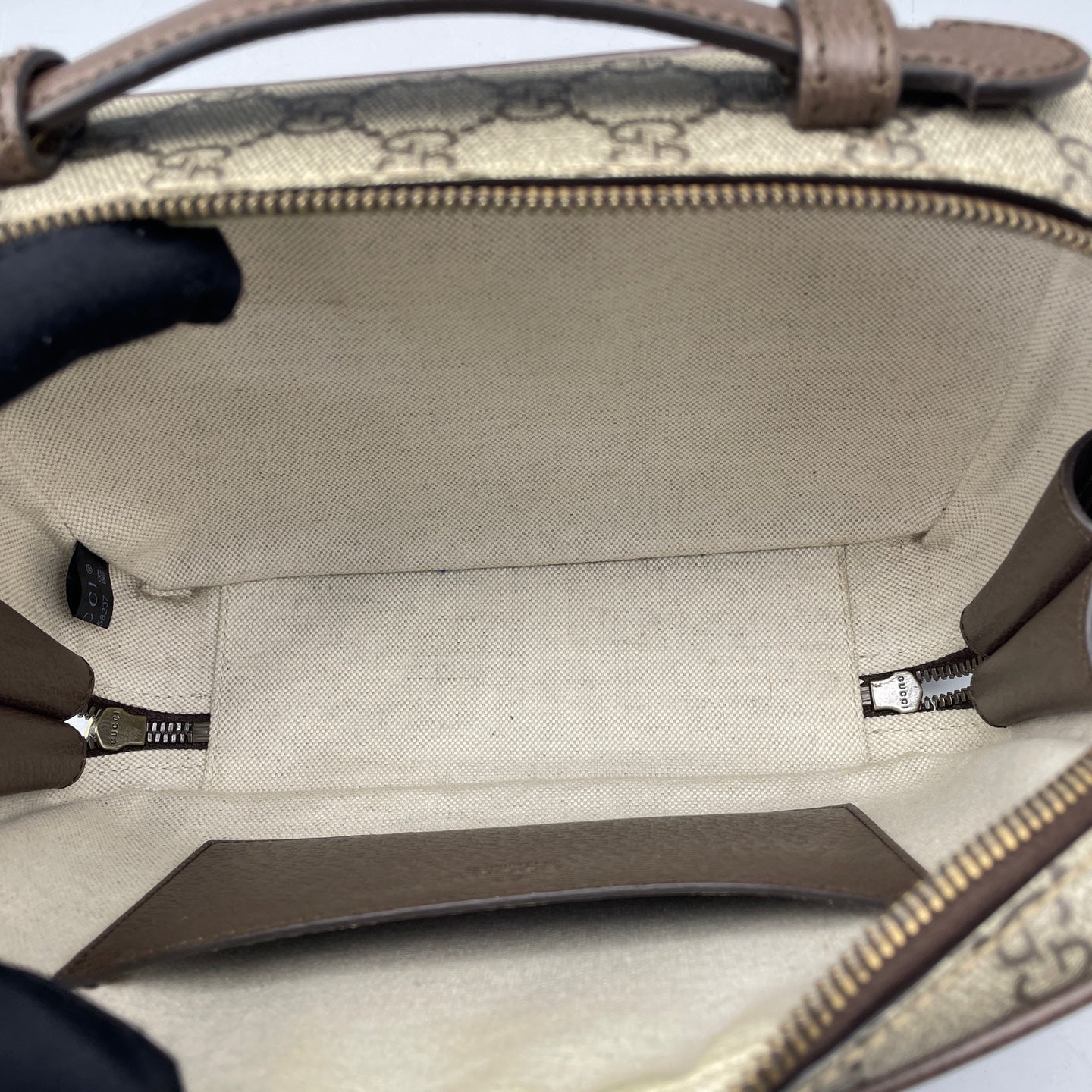 Gucci - Ophidia GG Small Bag - GG Supreme canvas with leather trim - Beige with brown accents, red and green web stripe - (small)