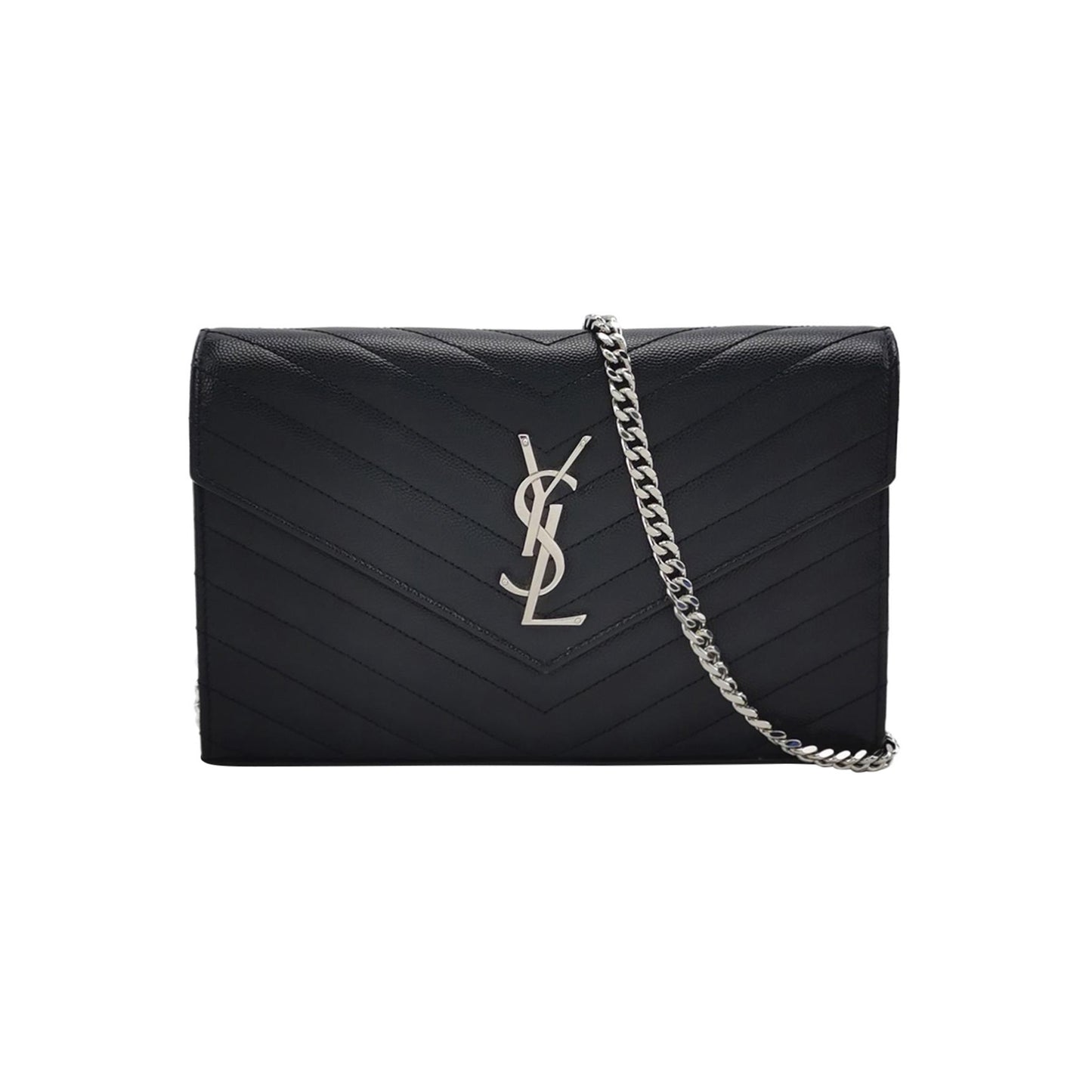 Saint Laurent - Envelope Chain Wallet - Caviar leather - Black - (small)