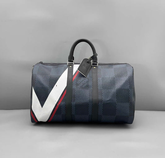 Louis Vuitton - Keepall Bandouliere 45 America's Cup Regatta - Coated canvas with leather trim - Navy Blue, White, and Red - (Large)