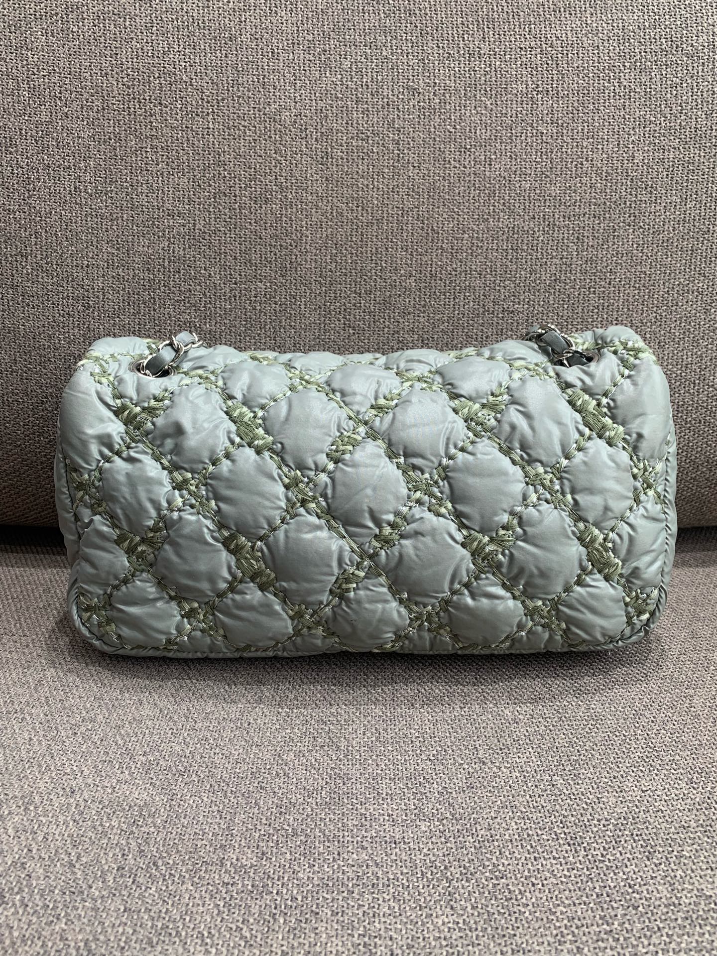Chanel - Classic Flap Puffer Bag - Polyamide - Green - (Small)