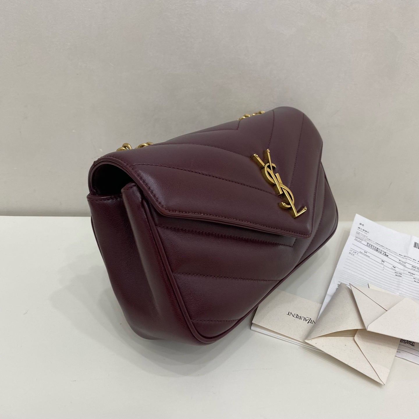 Saint Laurent - Loulou Chain Bag - Leather - Burgundy - (small)