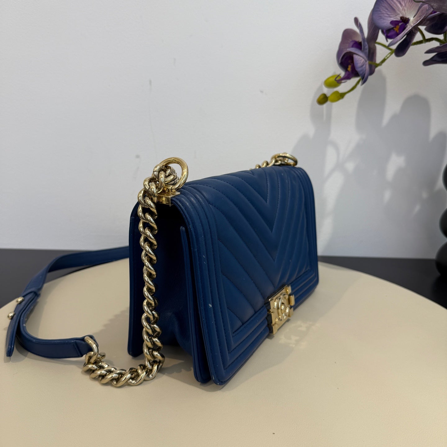 Chanel - Le Boy - Leather - Blue - (Medium)