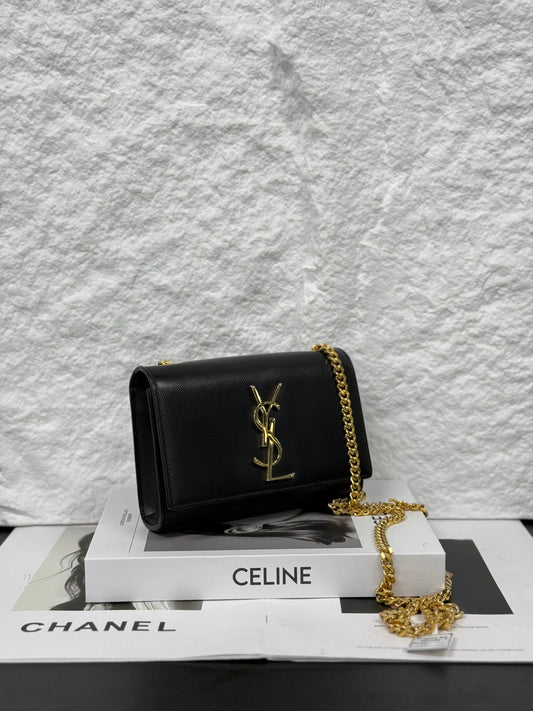 Saint Laurent - Mini Kate - Grained leather - Black with Gold-Tone Hardware - (mini)