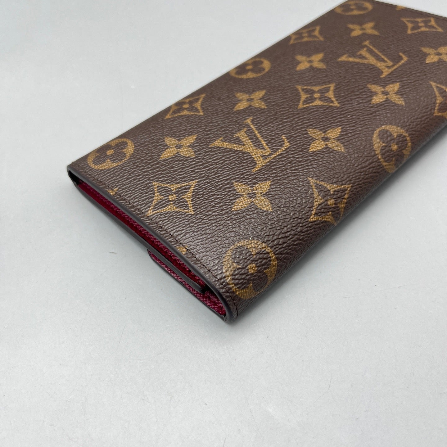 Louis Vuitton - Long Flap Wallet - Monogram coated canvas and cross-grain leather - Brown with Burgundy interior - (medium)