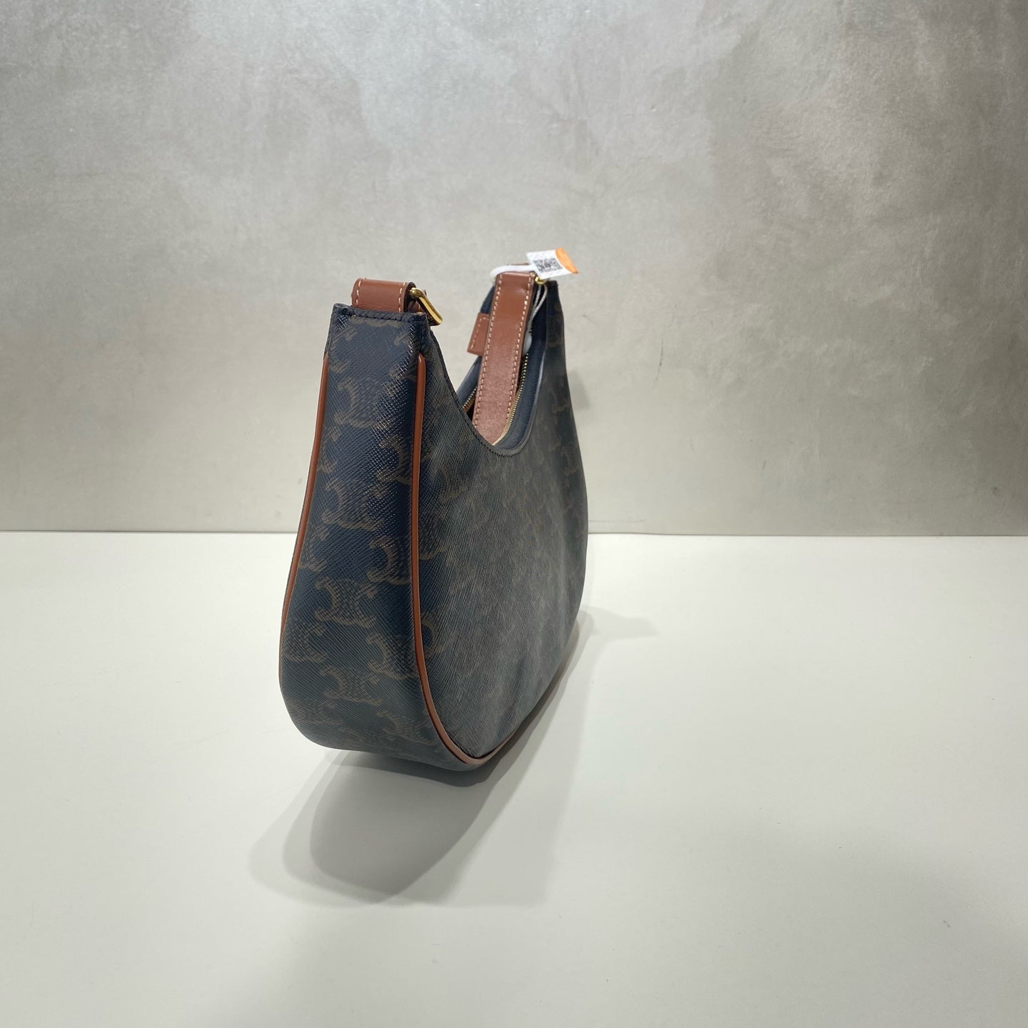 Celine - Triomphe Moon Bag - Coated canvas and Leather - Brown - (small)