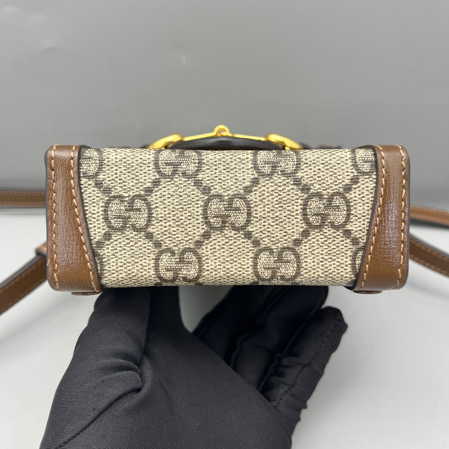 Gucci - Horsebit 1955 Phone Holder - GG Supreme canvas with leather trim - Brown - (mini)
