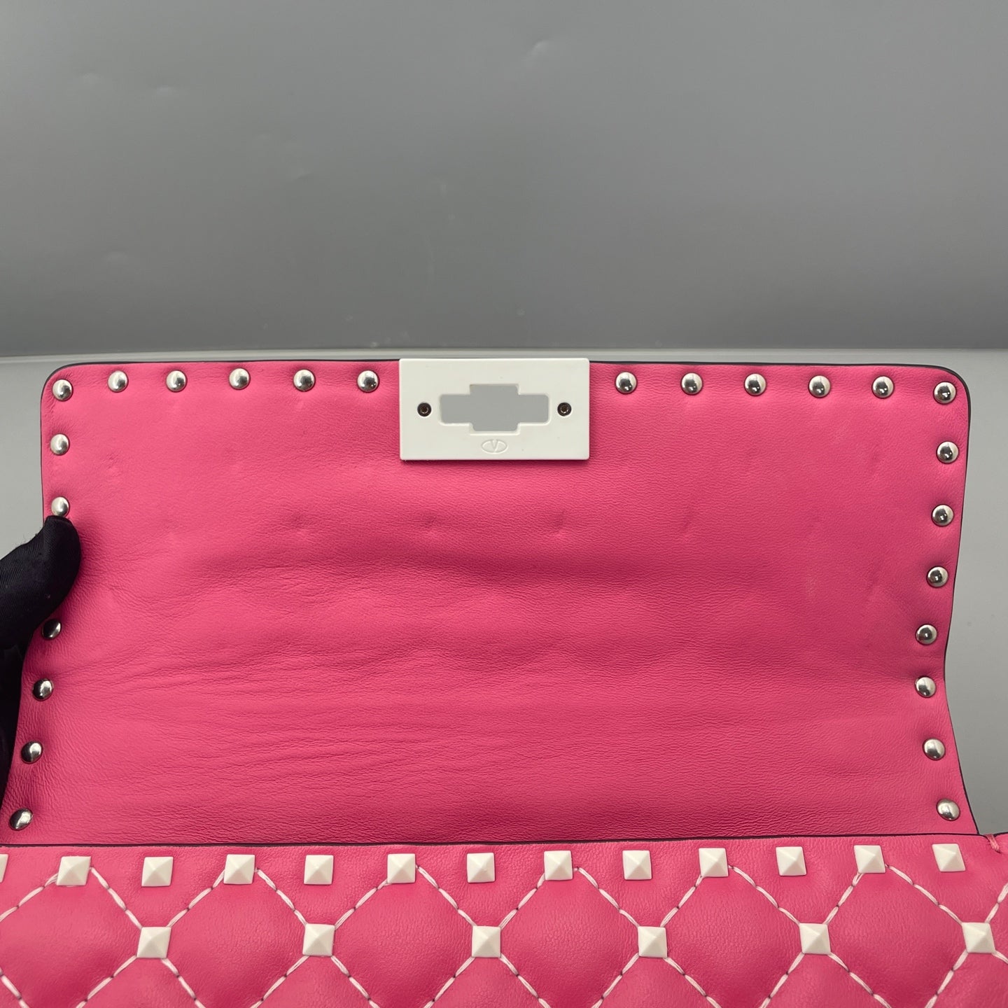 Valentino - Rockstud Spike Flap Bag - Leather - Pink - (small)
