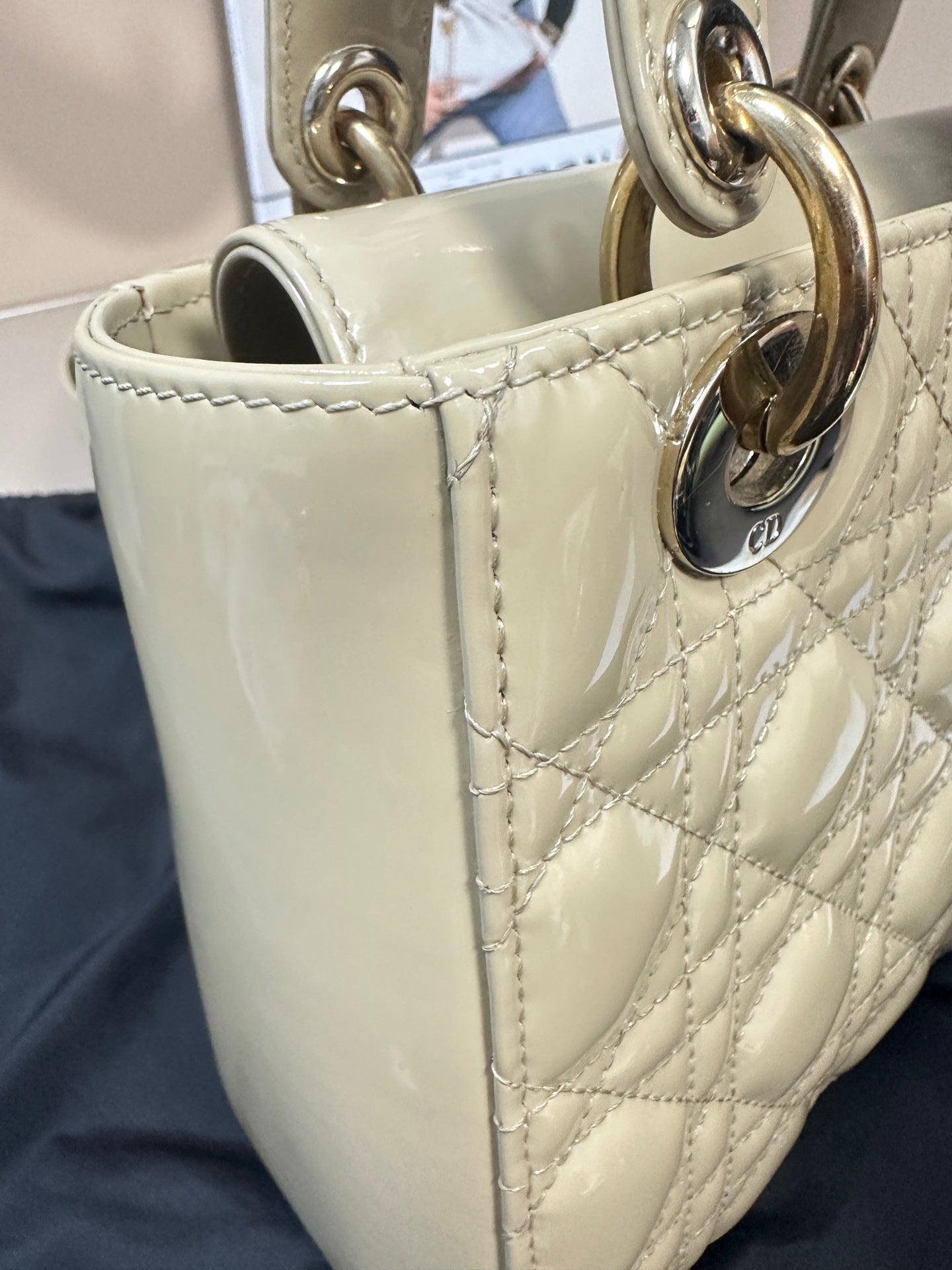 Dior - Lady Dior - Patent leather - Beige - (Small)