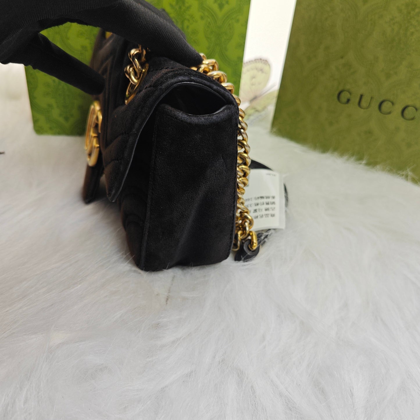 Gucci - GG Marmont Matelassé Mini Bag - Velvet with leather trim - Black - (mini)