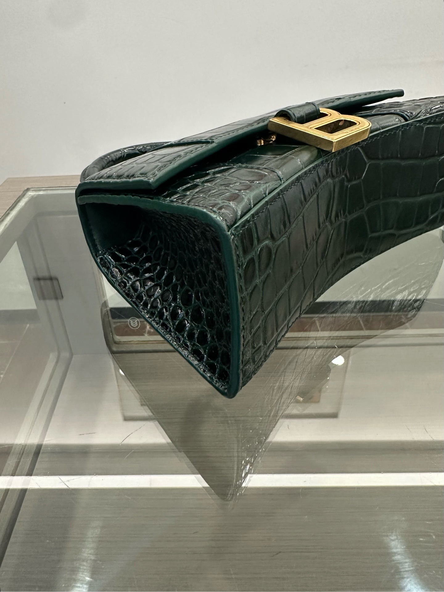 Balenciaga - Hourglass XS - Crocodile-embossed leather - Green - (mini)