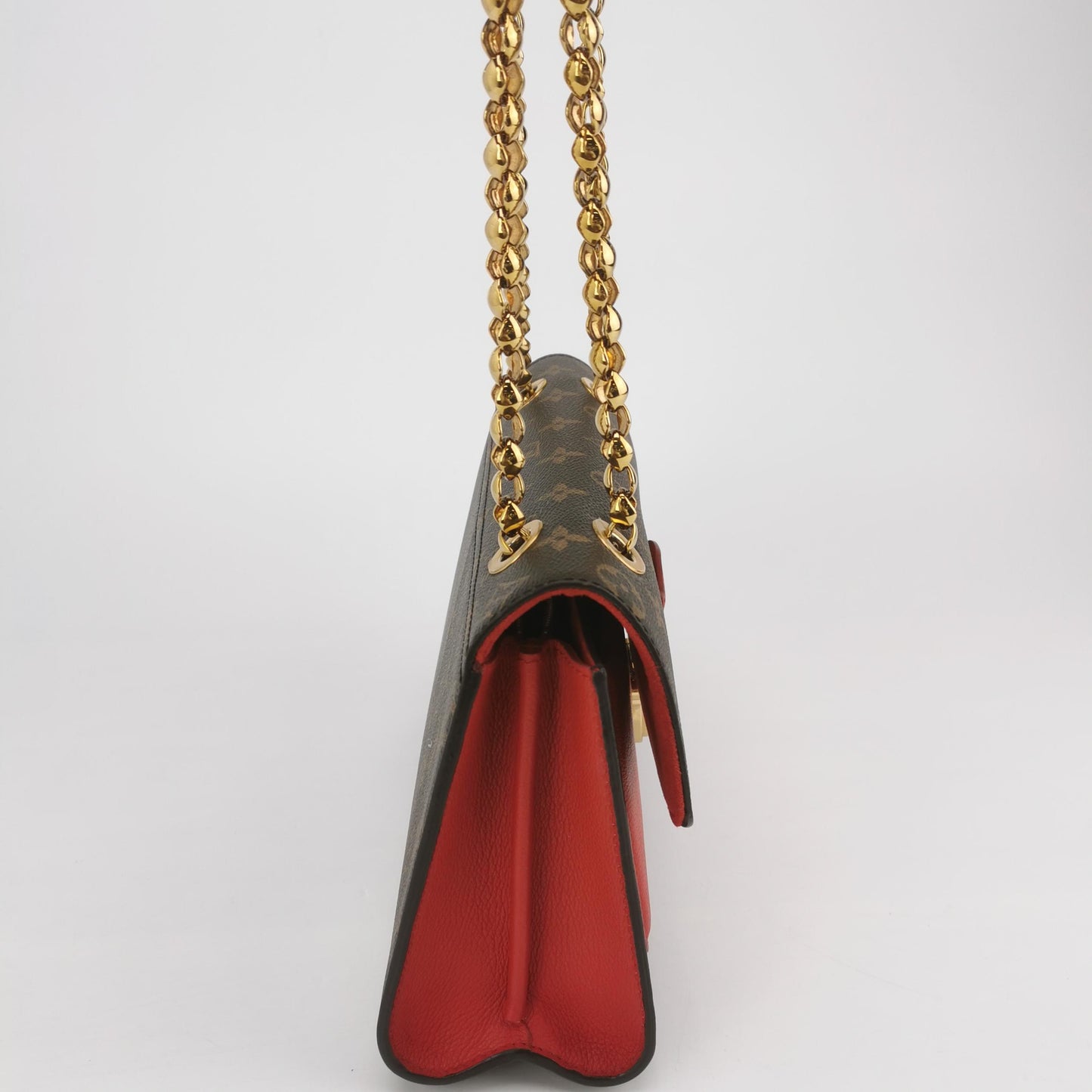 Louis Vuitton - S Lock Chain Bag - Monogram coated canvas and grained leather - Brown and Red - (Small)