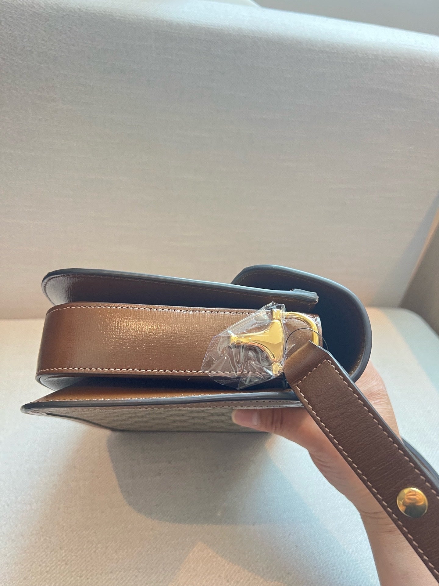 Gucci - 1955 Horsebit Shoulder Bag - GG Supreme canvas with leather trim - Beige and Brown - (Medium)