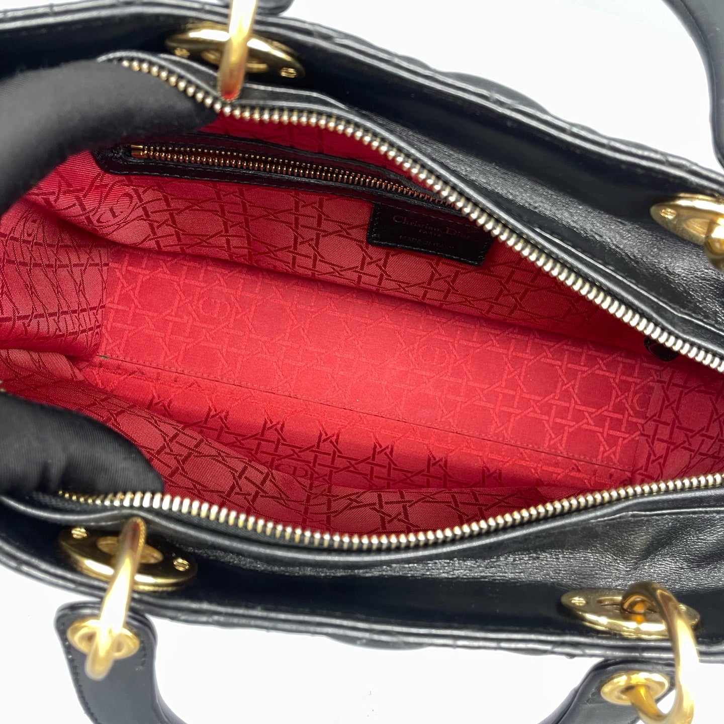 Dior - Lady Dior Large - Lambskin leather - Black - (Large)