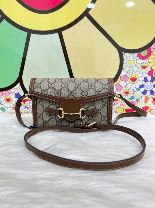 Gucci - Horsebit 1955 Mini Camera Bag - GG Supreme canvas, leather trim - Beige, Brown - (mini)