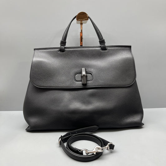 Gucci - Bamboo Shopper Tote - Grained leather - Black - (Large)